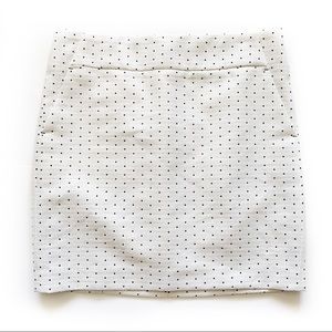 ANN TAYLOR Petite White Skirt Navy Polka Dot 6P